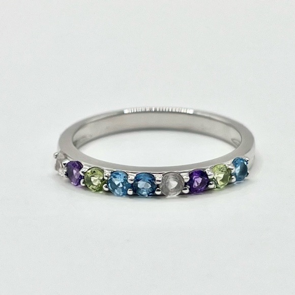 Genuine Multi-Gemstones Sterling Silver Ring - Picture 1 of 7